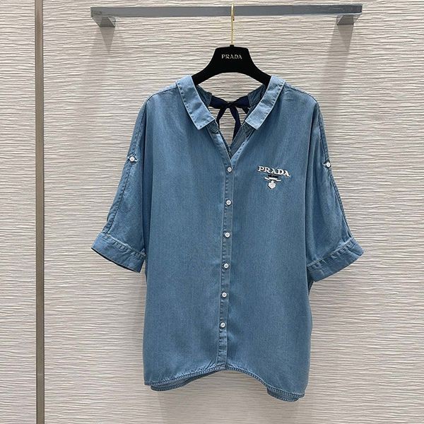 入手困難品！プラダ ロゴ デニム シャツ スーパーコピー pul54885